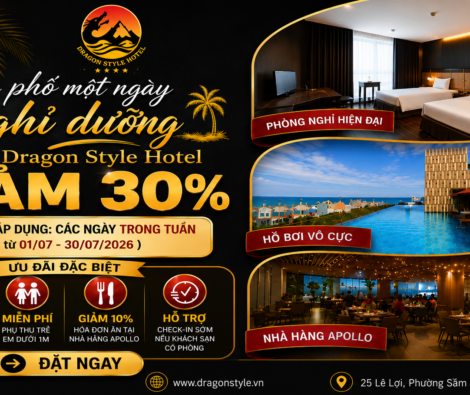Ưu đãi khách sạn Dragon Style Hotel Sầm Sơn giảm 30% tháng 7